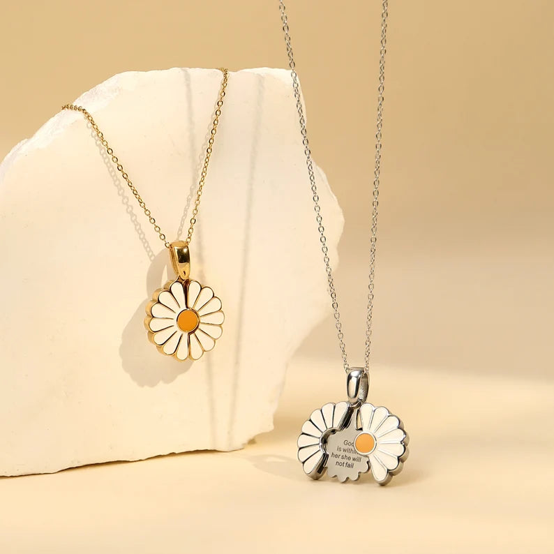 Silver Hidden Strength Daisy Locket
