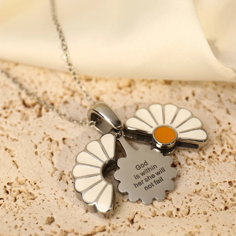Silver Hidden Strength Daisy Locket