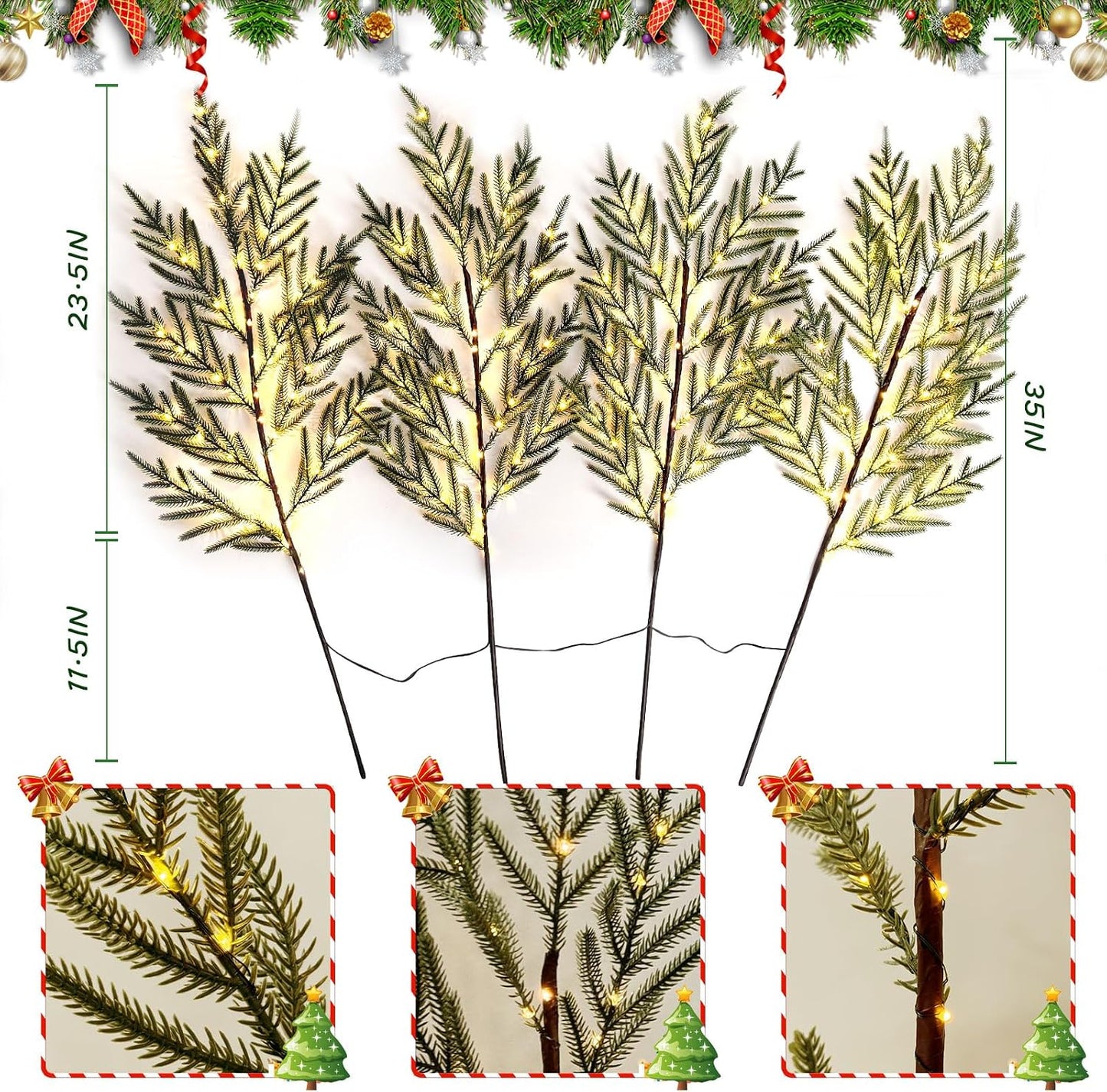 Lighted Norfolk Pine Branches