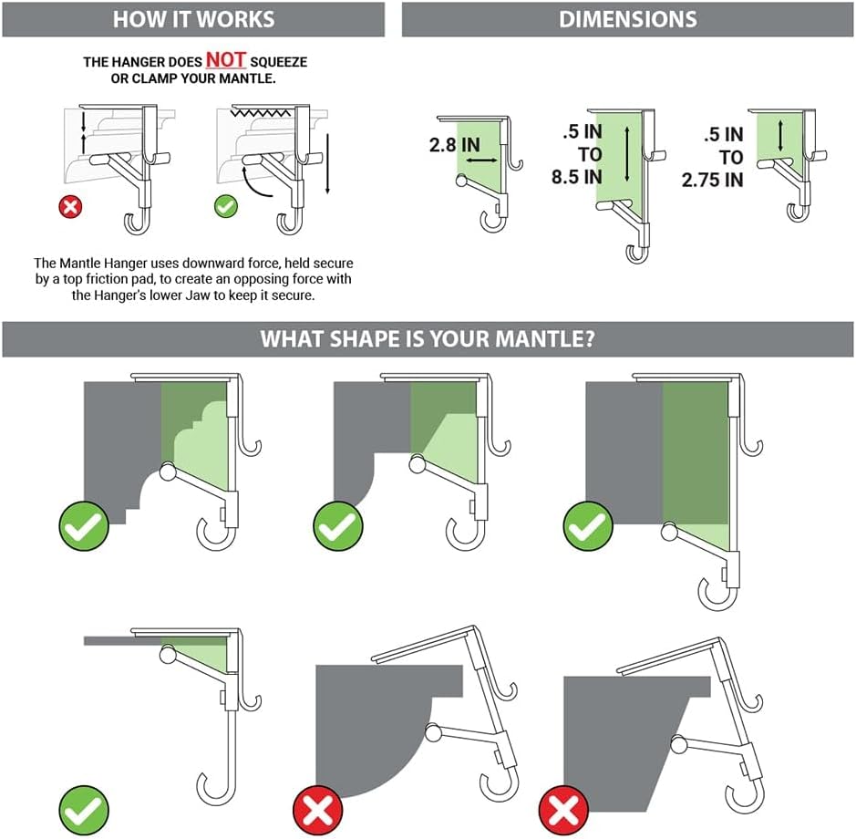 Adjustable Stocking & Garland Mantle Hangers
