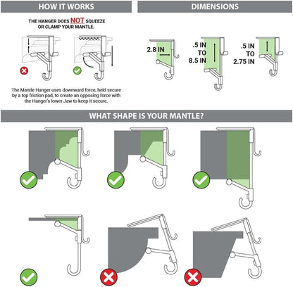 Adjustable Stocking & Garland Mantle Hangers